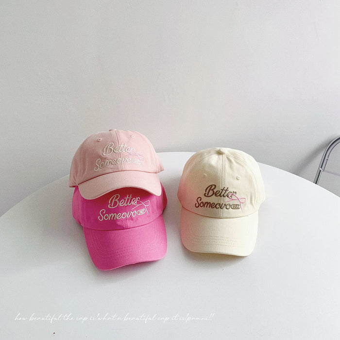 Wholesale Children's baseball cap, letter bow embroidery, baby sun protection, duck tongue cap