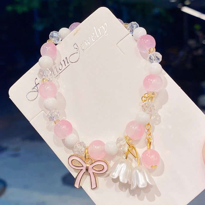 Wholesale Lily of the Valley Bow Glass Electroplated Bracelet