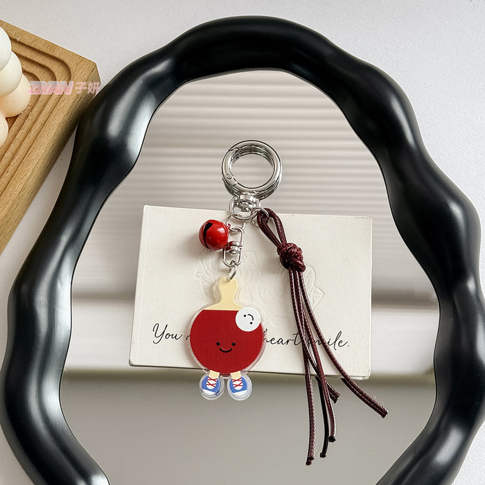 Wholesale cartoon humanoid table tennis badminton football key chain schoolbag key chain