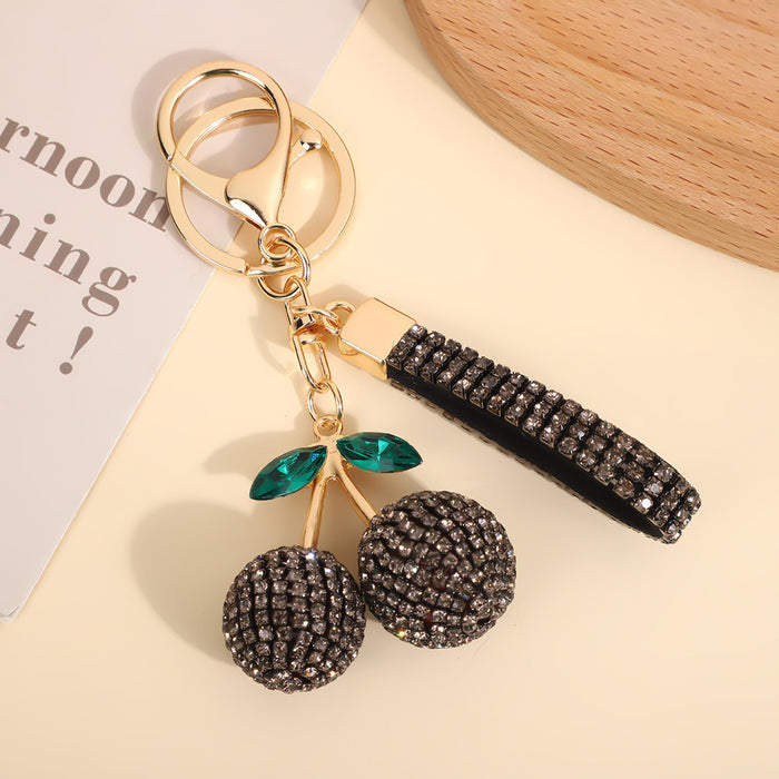 Wholesale Modern minimalist cherry keychain with diamonds