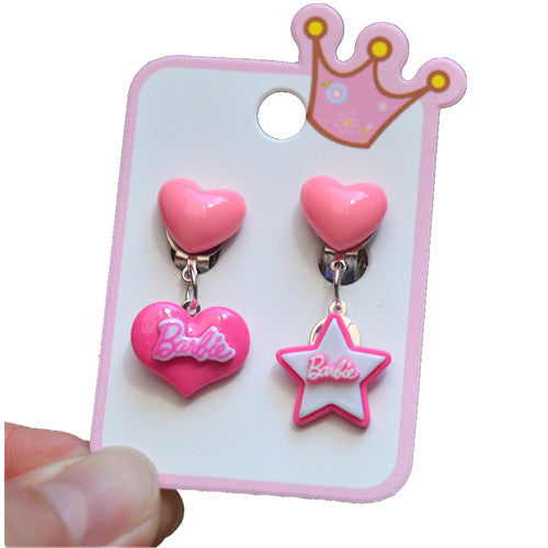 Wholesale Resin Girls Love Princess Necklace Bracelet Ear Clip Ear Stud Set JDC-ES-SLL001