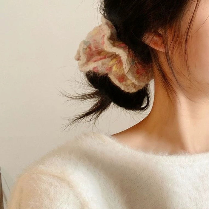 Wholesale Knitted Wool Large Bowel Ring Women's Hair Ring Simple Hair Accessories
