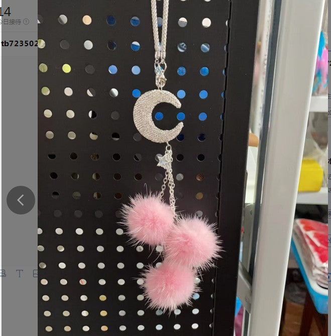 Wholesale Pink Plush Fur Ball Car Pendant Heart Design Car Interior Decoration