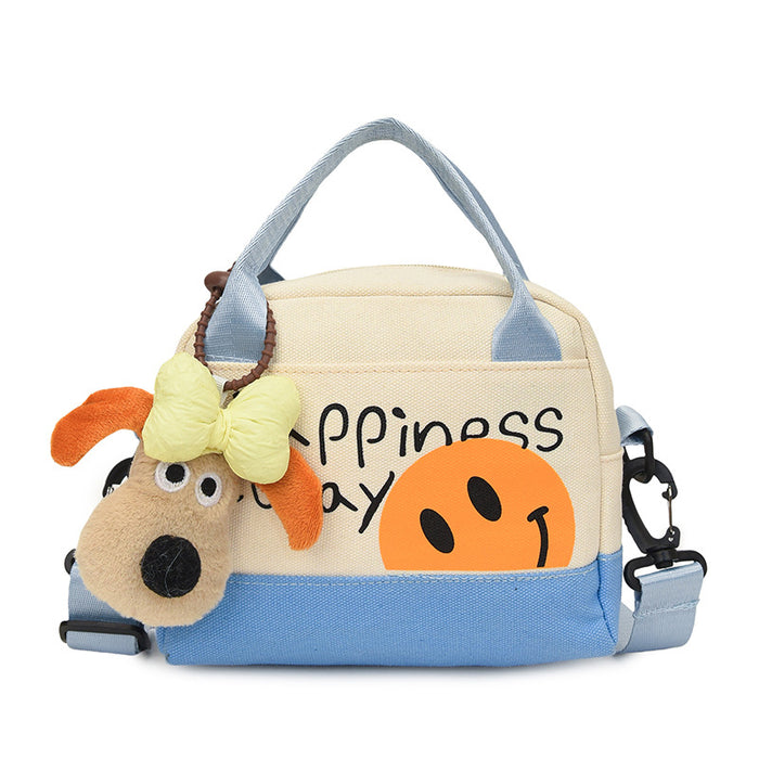 Wholesale Cute smiling face backpack for travel and commuting, hand-held canvas bag