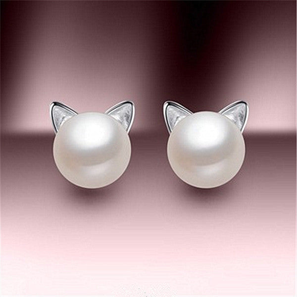 Wholesale Pearl Cat Earrings JDC-ES-QLX081