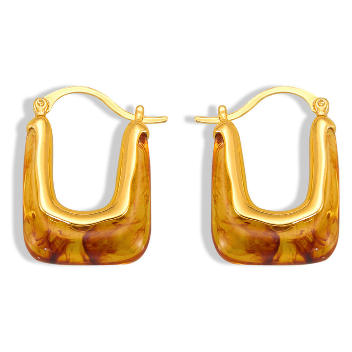 Wholesale Resin U-shaped Copper Earrings JDC-ES-MiLi001
