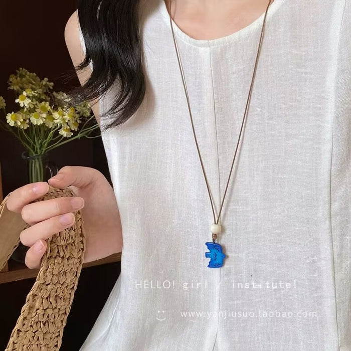 Wholesale Blue Bird Pendant Necklace Handmade Clavicle Chain