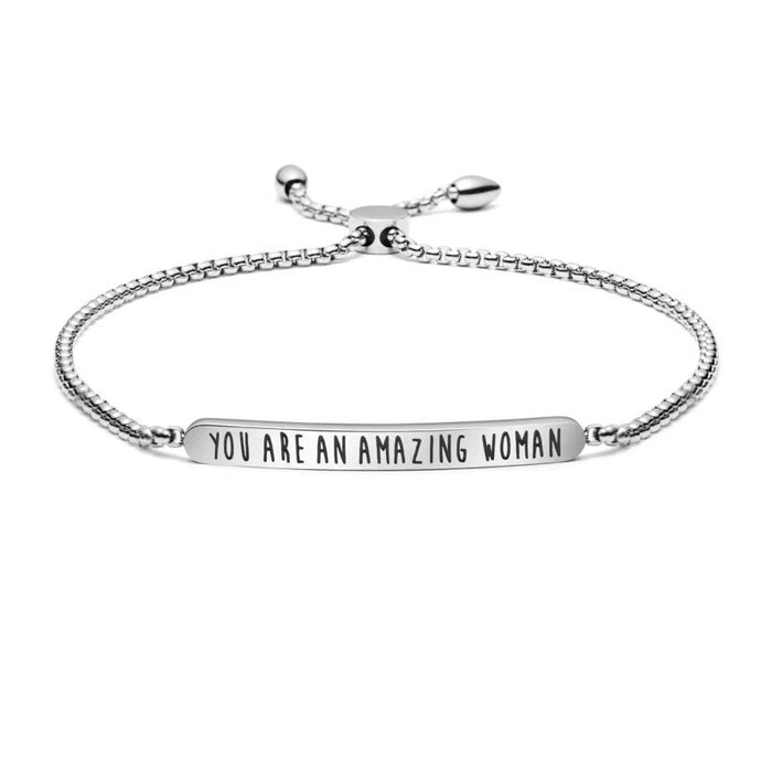 Wholesale Stainless steel bracelet with holiday lettering adjustable gift chain bracelet