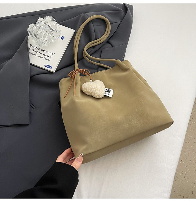 Wholesale Retro suede tote bag, fashionable large capacity armpit bag, casual commuting shoulder bag