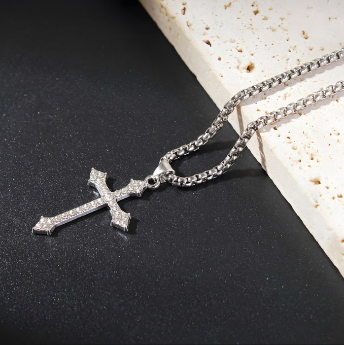 Wholesale Necklace accessories, street stainless steel full diamond cross collarbone chain wholesale
