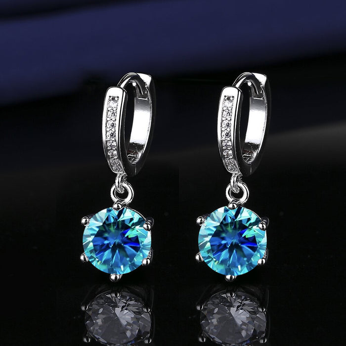 Wholesale Platinum Gold Tassel Earrings Six-Prong Imitation Moissanite Two Carat for Women Everyday Fashion Accessory