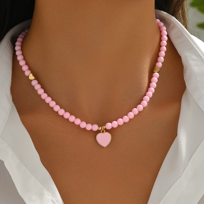 Wholesale Imitation Gold Heart Pendant Necklace Zinc Alloy Valentine' s Day Gift