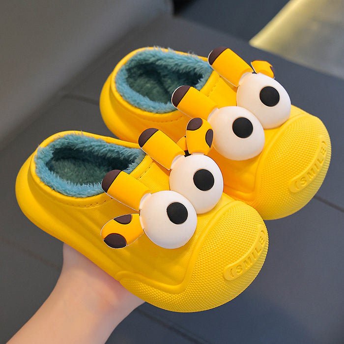 Wholesale Winter Children's Cotton Slippers for Boys and Girls Warm Plus Velvet Waterproof Cute Small and Medium Children Non-slip Baby JDC-SP-Langd003