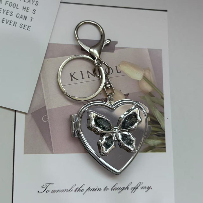 Wholesale  Niche silver Bow Love Mirror Keychain