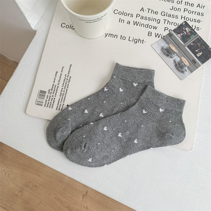 Wholesale Socks, thin, heart-shaped, breathable, sweat absorbing, cotton socks, versatile boat socks