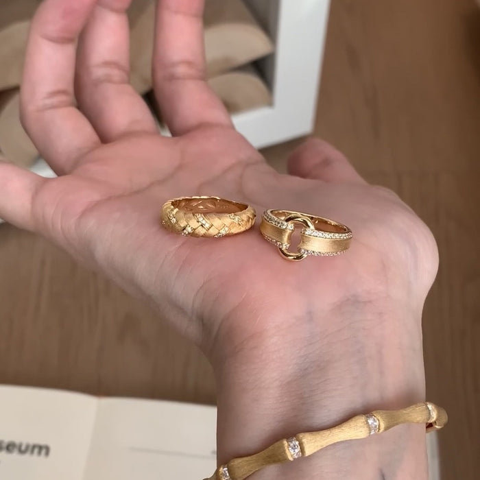 Wholesale  Golden Wire-drawing Ring Women's Index Finger Ring Opening