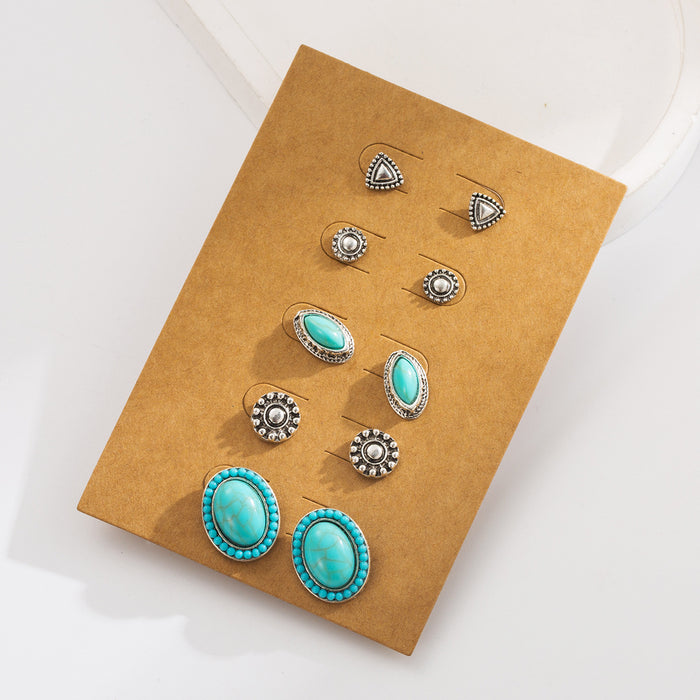 Wholesale Retro Ethnic Style Turquoise Earrings Set