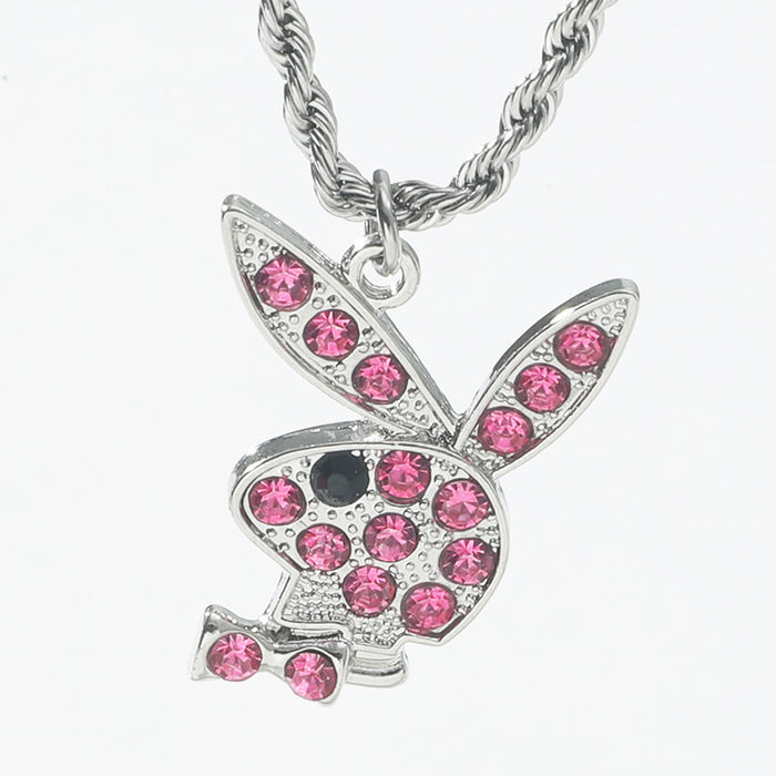 Wholesale Full Diamond Rabbit Pendant Stainless Steel Necklace JDC-NE-ChengHan009