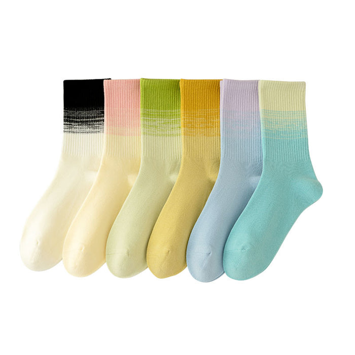Wholesale Socks gradient color, mid tube lightweight sports socks, running socks, cotton