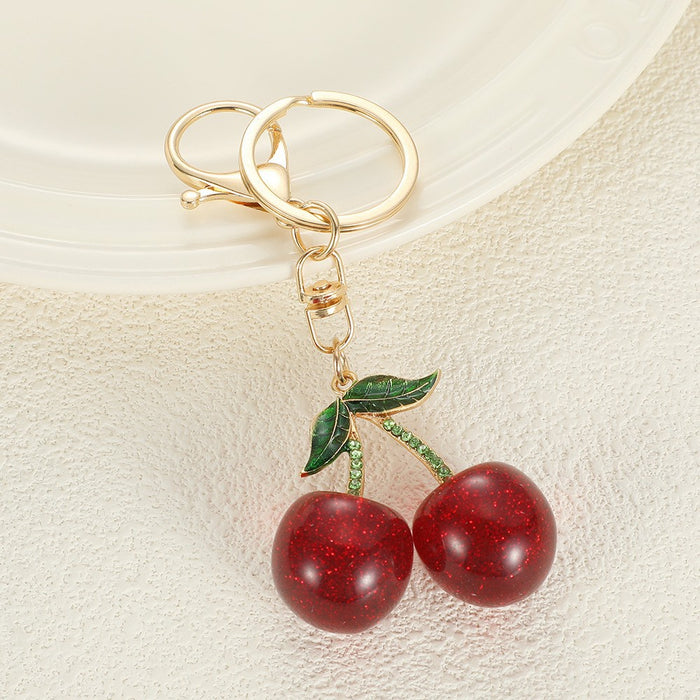 Wholesale Cherry Keychain Red Fruit Shape Key Ring Graduation Gift Decorative Accessory