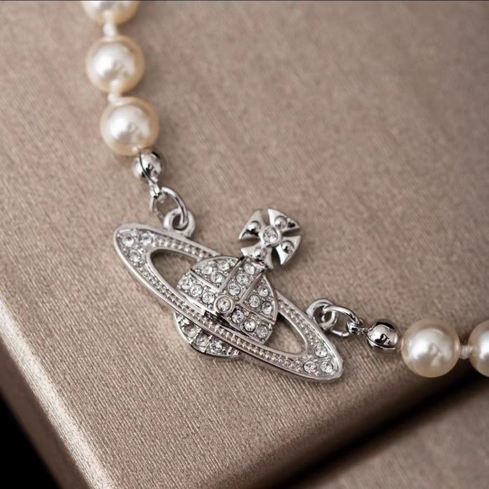 Wholesale Pearl necklace classic collarbone chain with micro inlaid diamonds