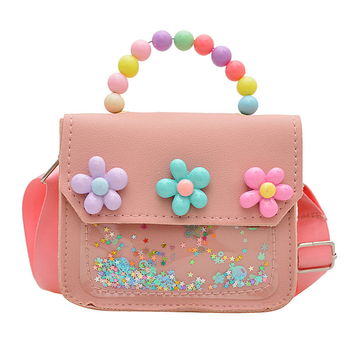 Wholesale Trendy Kids Handbag with Flower Pearl Design Cute Shoulder Bag