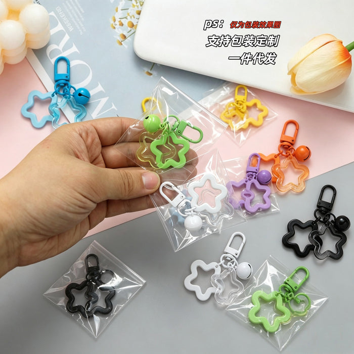 Wholesale Cute Star and Bell Design Plastic Resin Keychain Pendant MOQ≥5