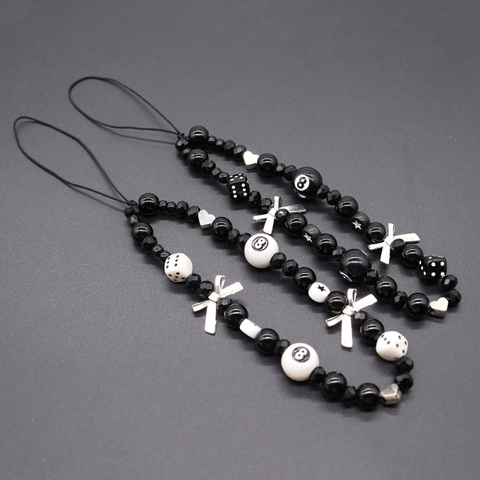 Wholesale black 8 dice bow star mobile phone chain bag buckle personality pendant lanyard