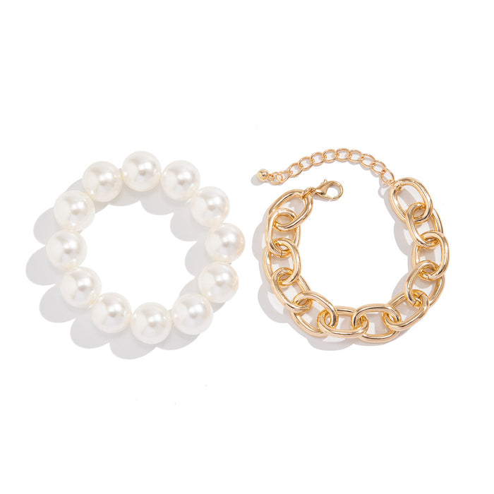 Wholesale Exaggerated Large Round Beads Pearl Alloy Bracelet JDC-BT-DaoNi005