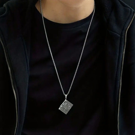 Wholesale New Vintage Pendant, Personalized Fashion Book Necklace, Creative Retro Cross Necklace