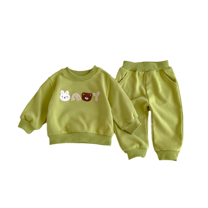 Wholesale Children's Hoodie Casual Set Cute Little Bear Letter Baby Long Sleeved 2-piece Set Baby Clothes JDC-BC-WeiNiS026