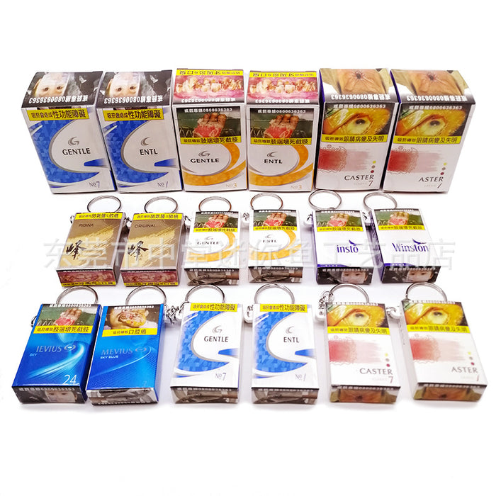 Wholesale Simulation cigarette box hanging decoration paper box keychain car keychain bag