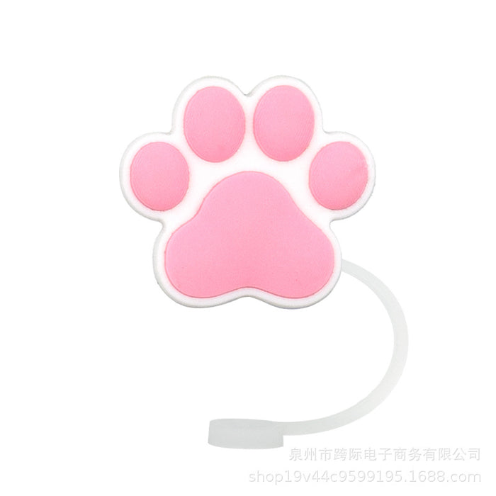 Wholesale New Cat Animal Straw Cover 10MM Straw Cap Silicone Dust Stopper Cute Anime Party Straw Decoration