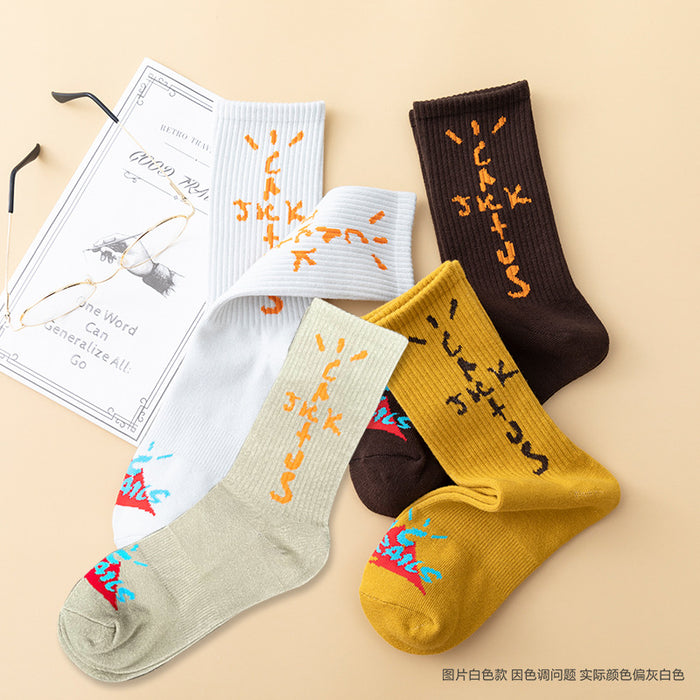 Wholesale Three-color Letter Printing Long Cotton Socks JDC-SK-JiaY021