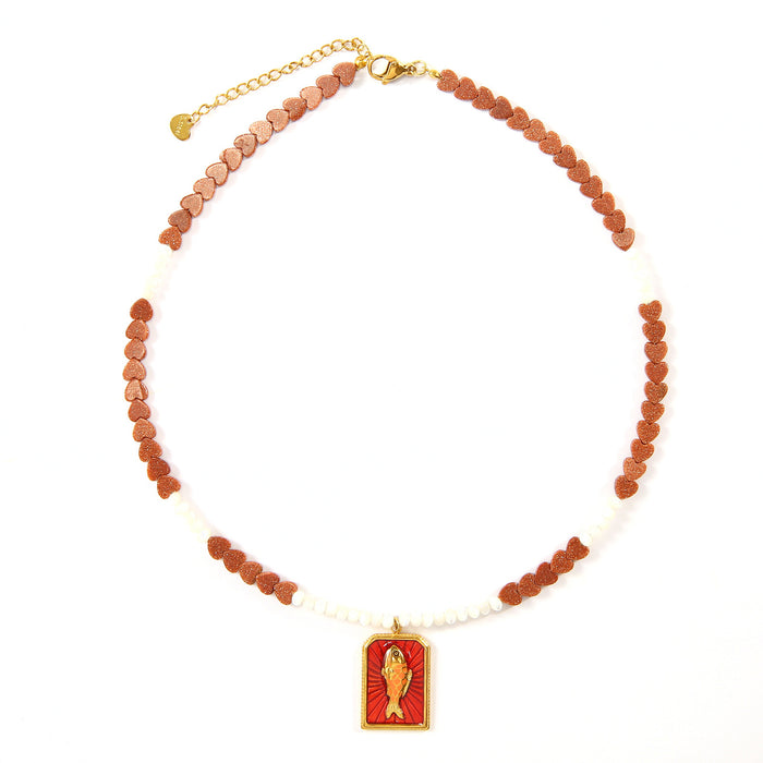 Wholesale New Fashionable Natural Stone Devil's Eye Necklace Handmade Crushed Stone Bead Necklace Wholesale