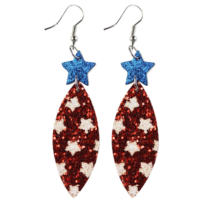 Wholesale Leather earrings with printed pentagram PU leather earrings and water droplet multi-layer earrings wholesale