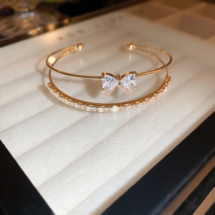 Wholesale Electroplated Zircon Titanium Steel Bracelet Simple High Sense Bracelet Niche Temperament  Bracelet