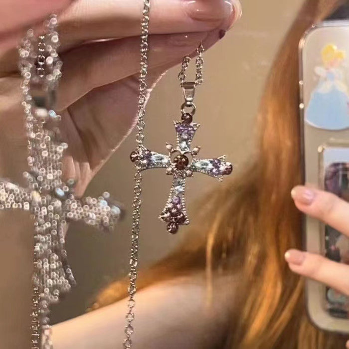 Wholesale Cross Necklace Diamond Gothic Clavicle Chain