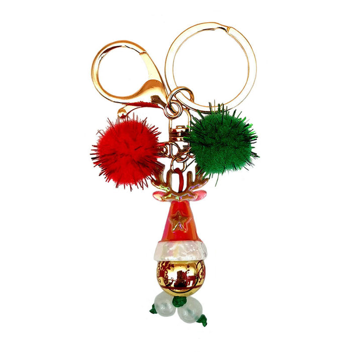 Wholesale Christmas theme keychain  snowflake bag keychain beaded Christmas tree keychain