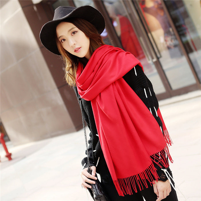 Wholesale New Product Imitation Cashmere Scarf Women's Korean Version Tassel Scarf Fashionable Warm Solid Color Scarf JDC-SF-MC002