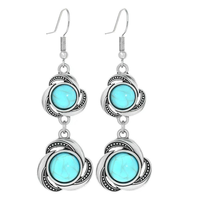 Wholesale Beach Vacation Geometric Alloy Earrings with Turquoise Acrylic Fashion Jewelry MOQ≥2