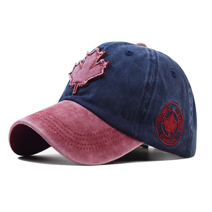 Wholesale Maple Leaf Embroidered Washed Vintage Baseball Cap