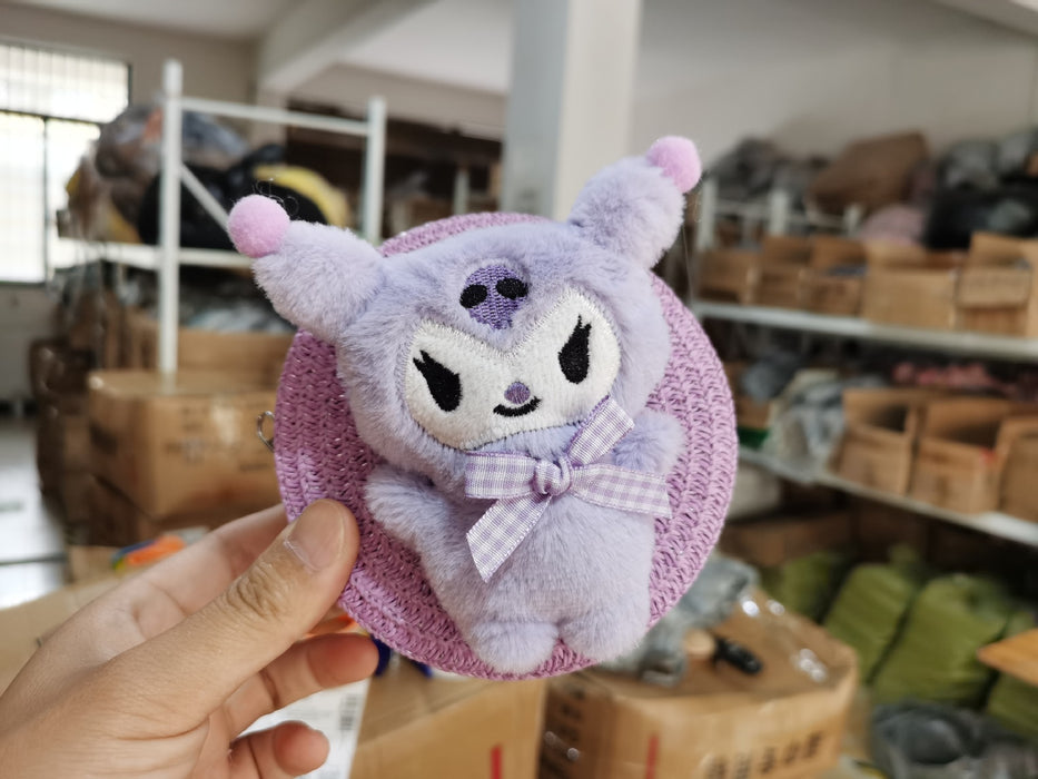 Wholesale Children's Straw Bag Cute Cartoon Big Ears Dog Children's Coin Purse Crossbody Small Bag Woven