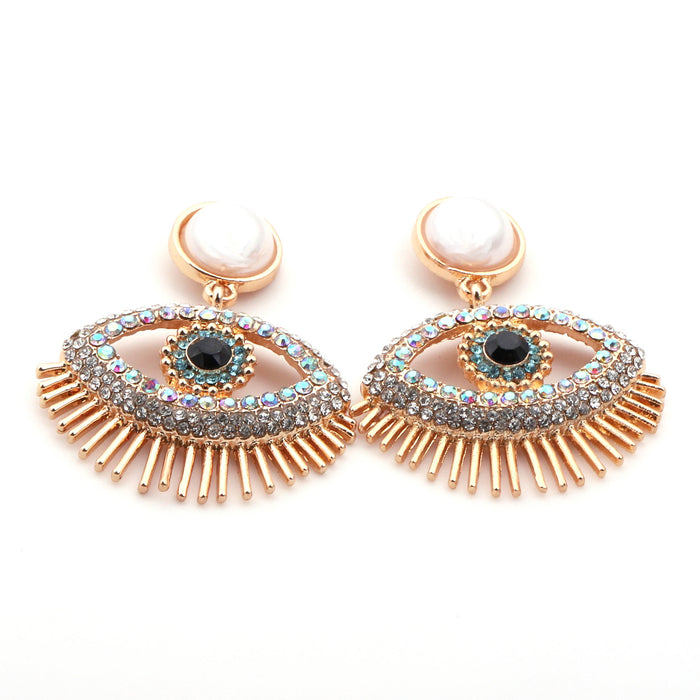 Wholesale Devil's Eye Alloy Diamond Earrings JDC-ES-YueLi017