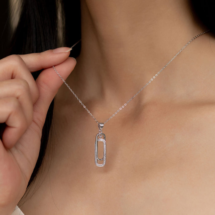 Wholesale Interlocking Simple Double-Ring Necklace