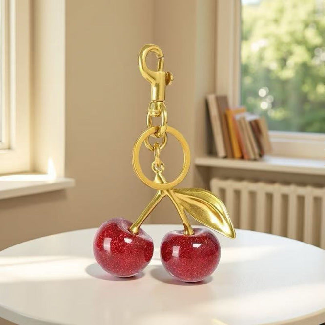 Wholesale Chic Acrylic Simulated Cherry Keychain Bag Charm Fashion Accessory