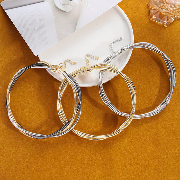 Wholesale New exaggerated multi-layer Fried Dough Twists bracelet New luxury spring chain short