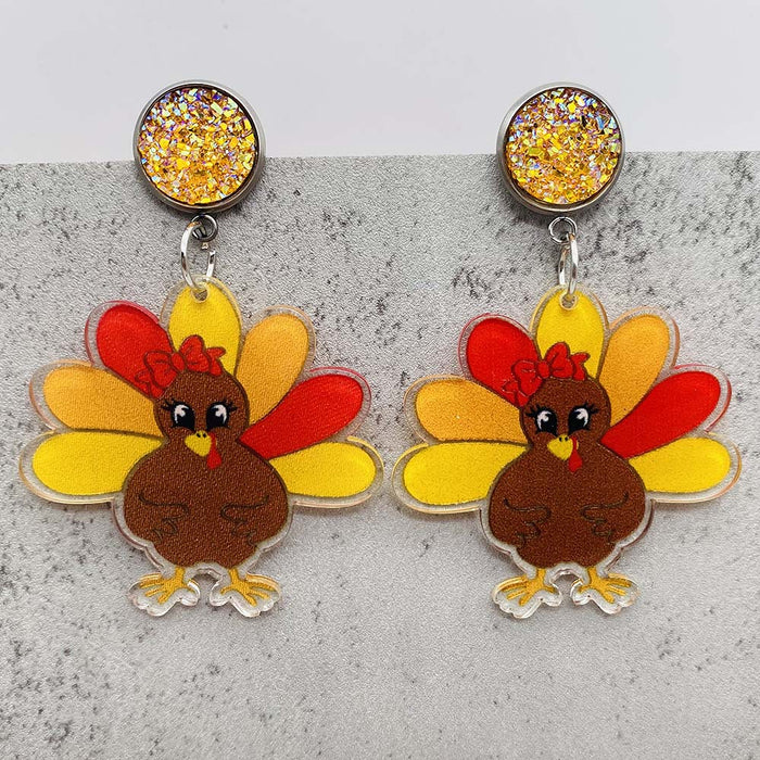 Wholesale Thanksgiving Turkey Acrylic Earrings JDC-ES-Chengy035