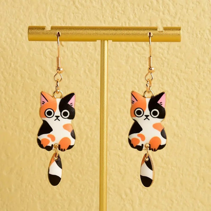 Wholesale Cartoon Cute Kitten Alloy Earrings JDC-ES-HaoH002