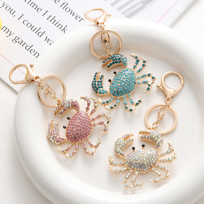 Wholesale Diamond-encrusted Metal Color Crab Alloy Keychain JDC-KC-ChaoK049